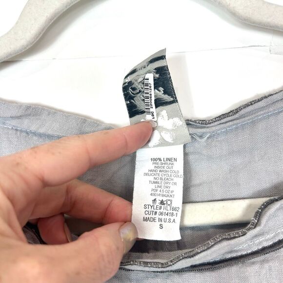 Match Point Blouse Womens Small Gray Oversized Boho Linen Pullover Tunic Top - Picture 4 of 11